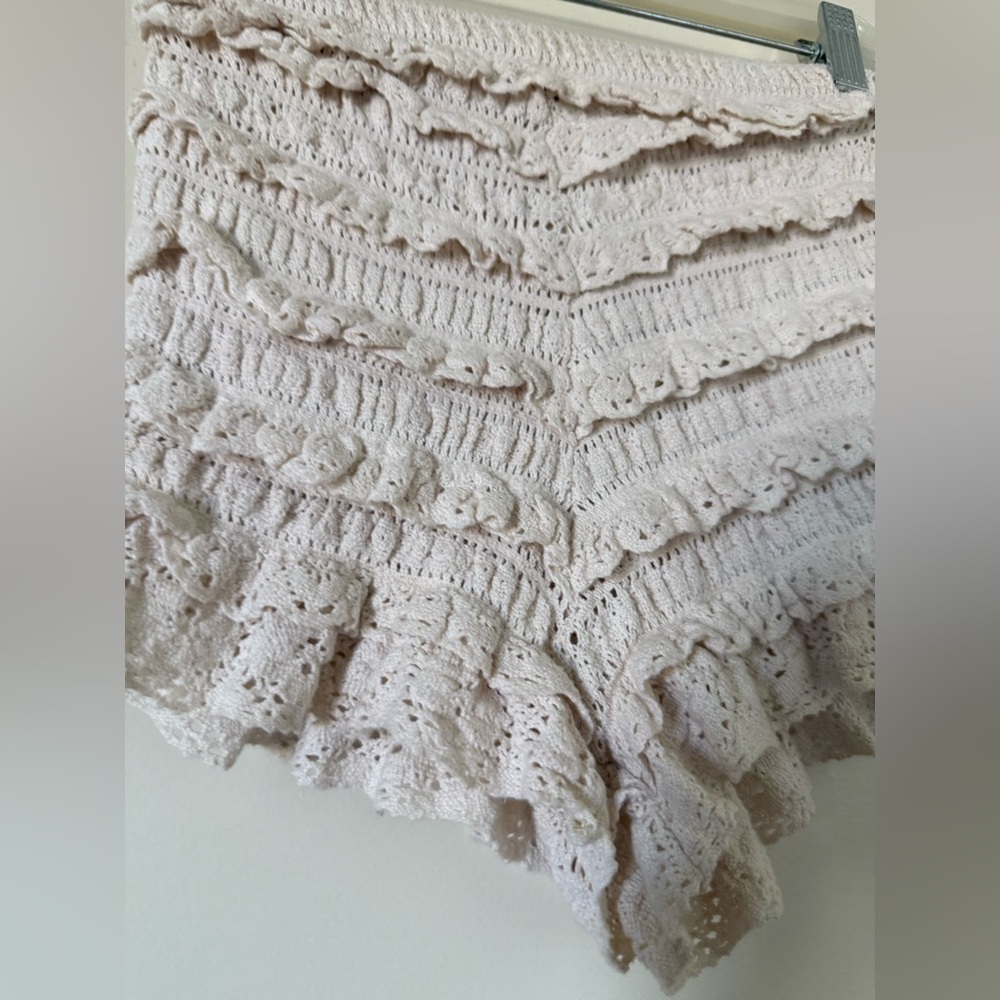 Mini Ruffle Shorts in Cream - Picture 2 of 4